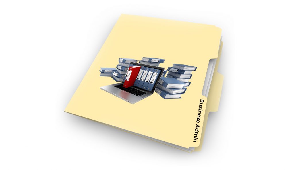 Folder with business administration on it for the Business Admin case studies