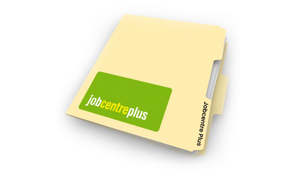 Folder with the job centre plus on it