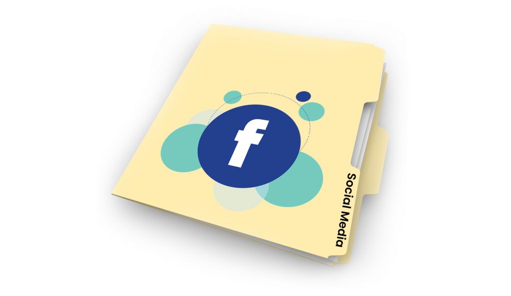 Folder with the Facebook logo on it for the social media case studies