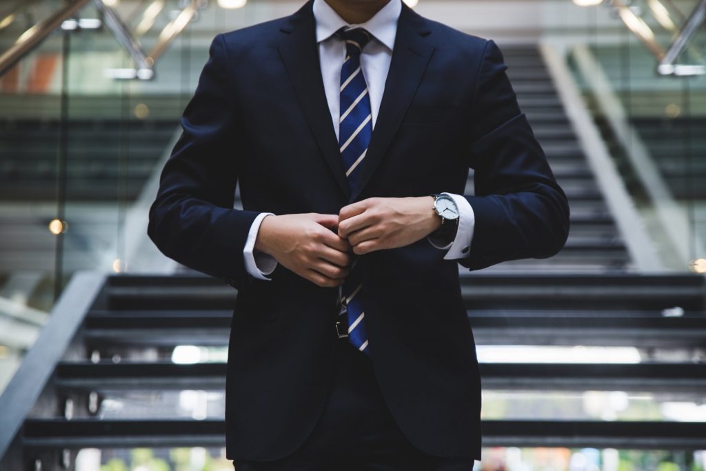 Business man leaving after providing vital interview tips
