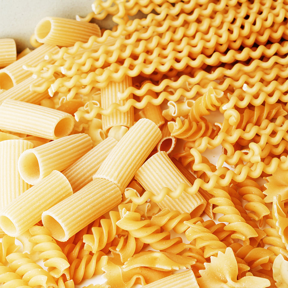 Carbs including pasta as one of the food groups involved in healthy eating