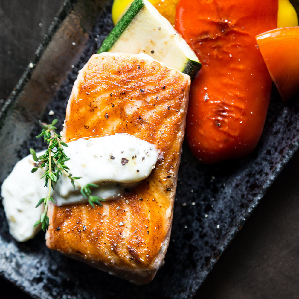 Fats including salmon as one of the food groups involved in healthy eating